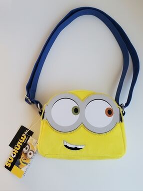 Loungefly Minions Bob Crossbody Bag Fuzzy Yellow & Blue Purse New *READ*